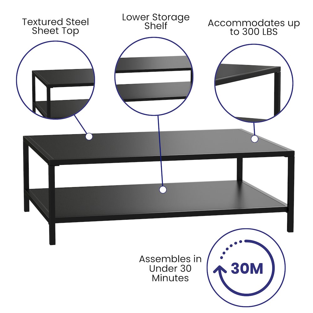 2 Tier Patio Coffee Table Black Coffee Table