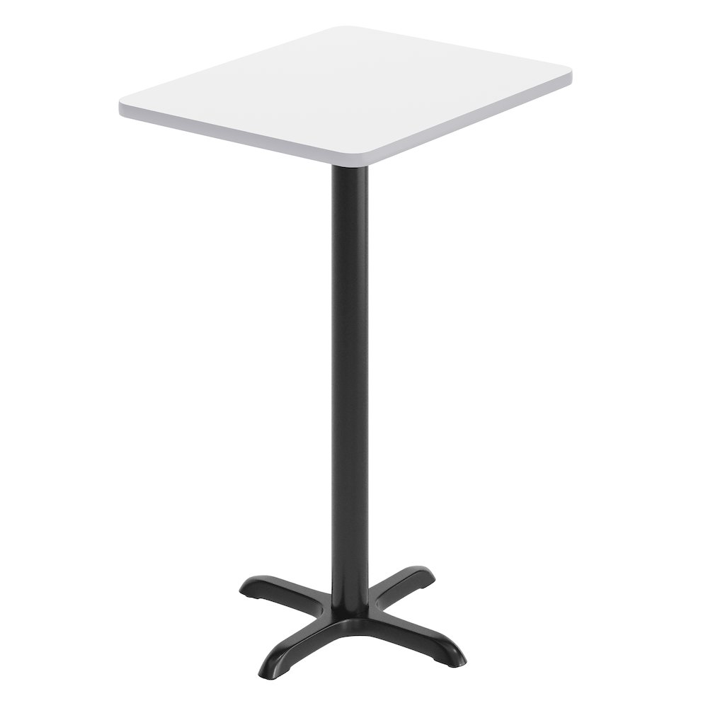 24” x 30” White Rectangular Laminate Table Top with Black Bar Height Base