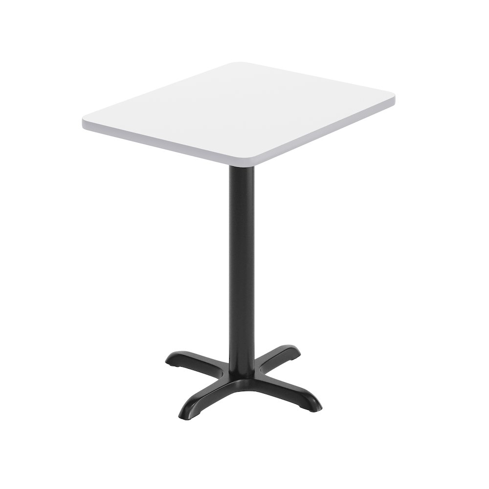 24” x 30” White Rectangular Laminate Table Top with Black Table Height Base