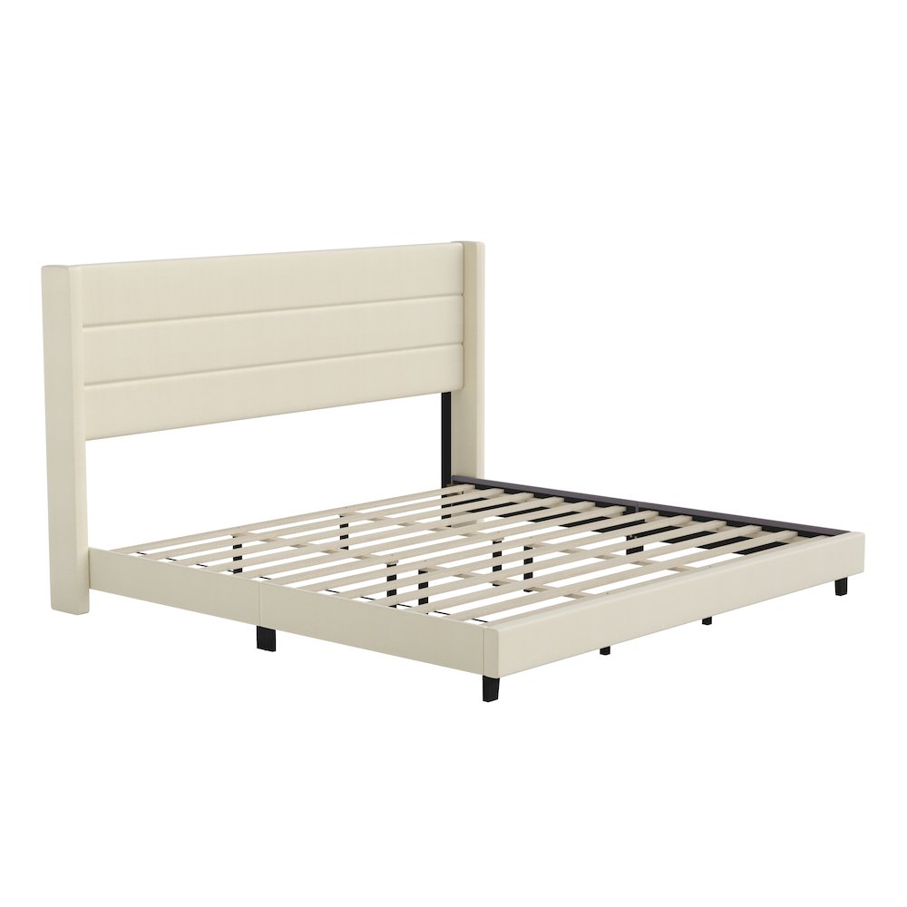 King Upholstered Platform Bed with Wingback Headboard