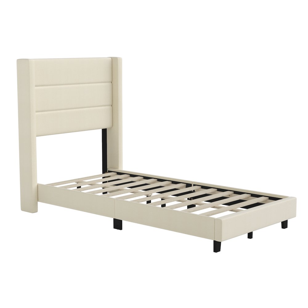 Twin Upholstered Platform Bed with Wingback Headboard