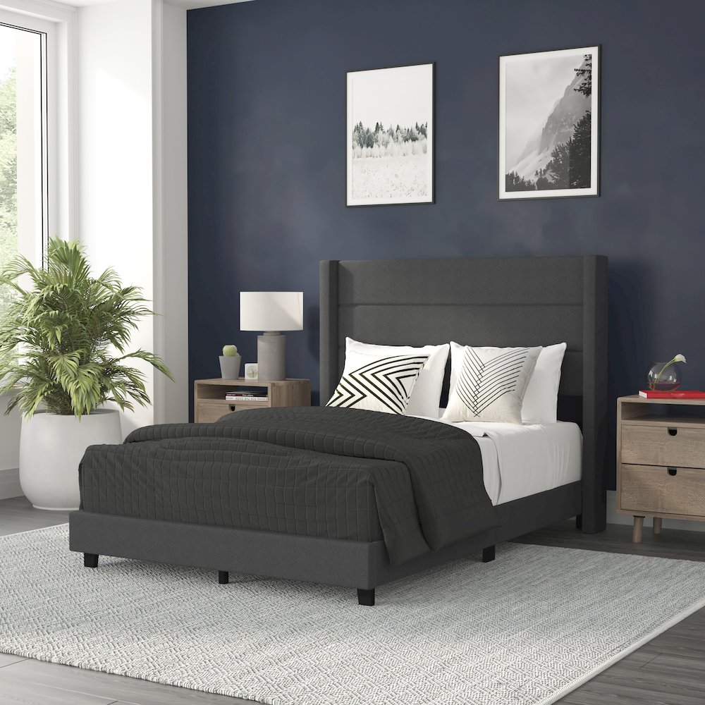 Charcoal Faux Linen