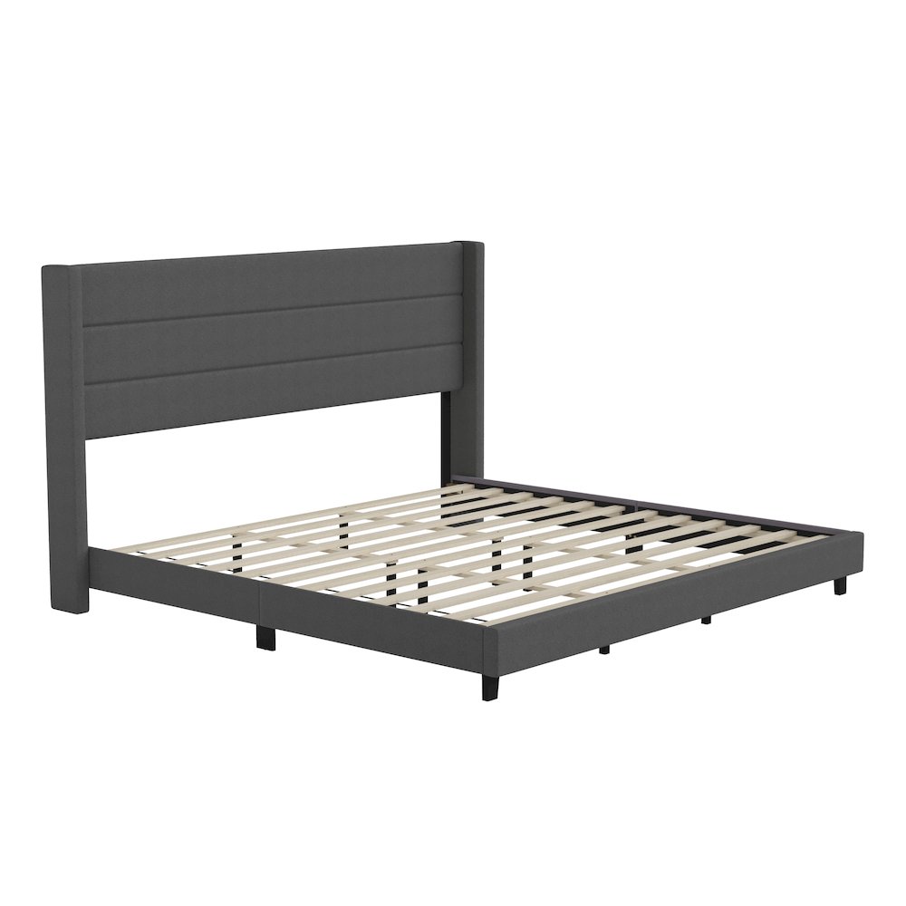 King Upholstered Platform Bed with Wingback Headboard