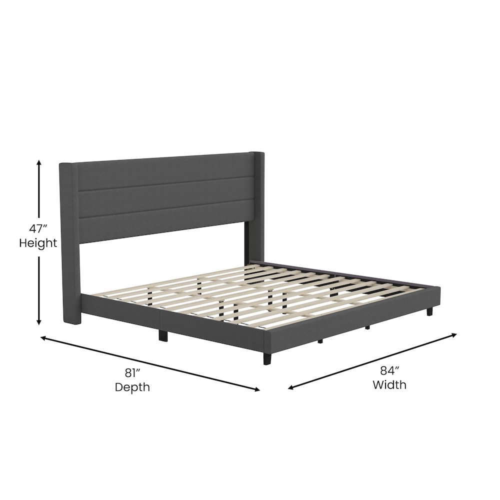 King Upholstered Platform Bed with Wingback Headboard