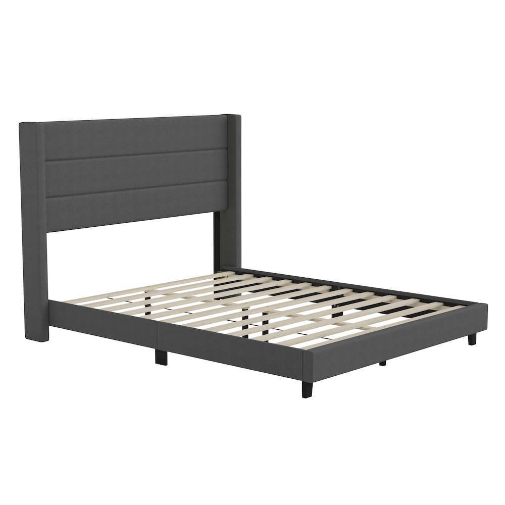Queen Upholstered Platform Bed with Wingback Headboard