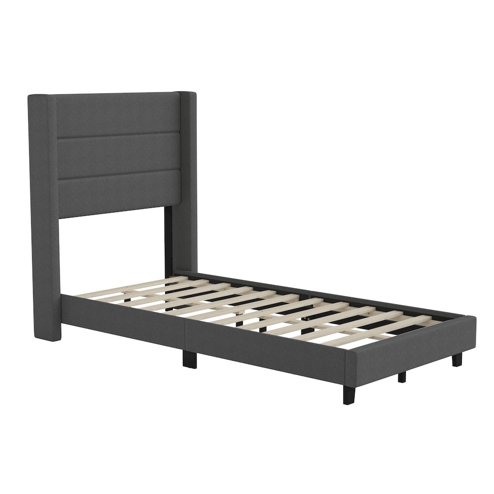 Twin Upholstered Platform Bed with Wingback Headboard