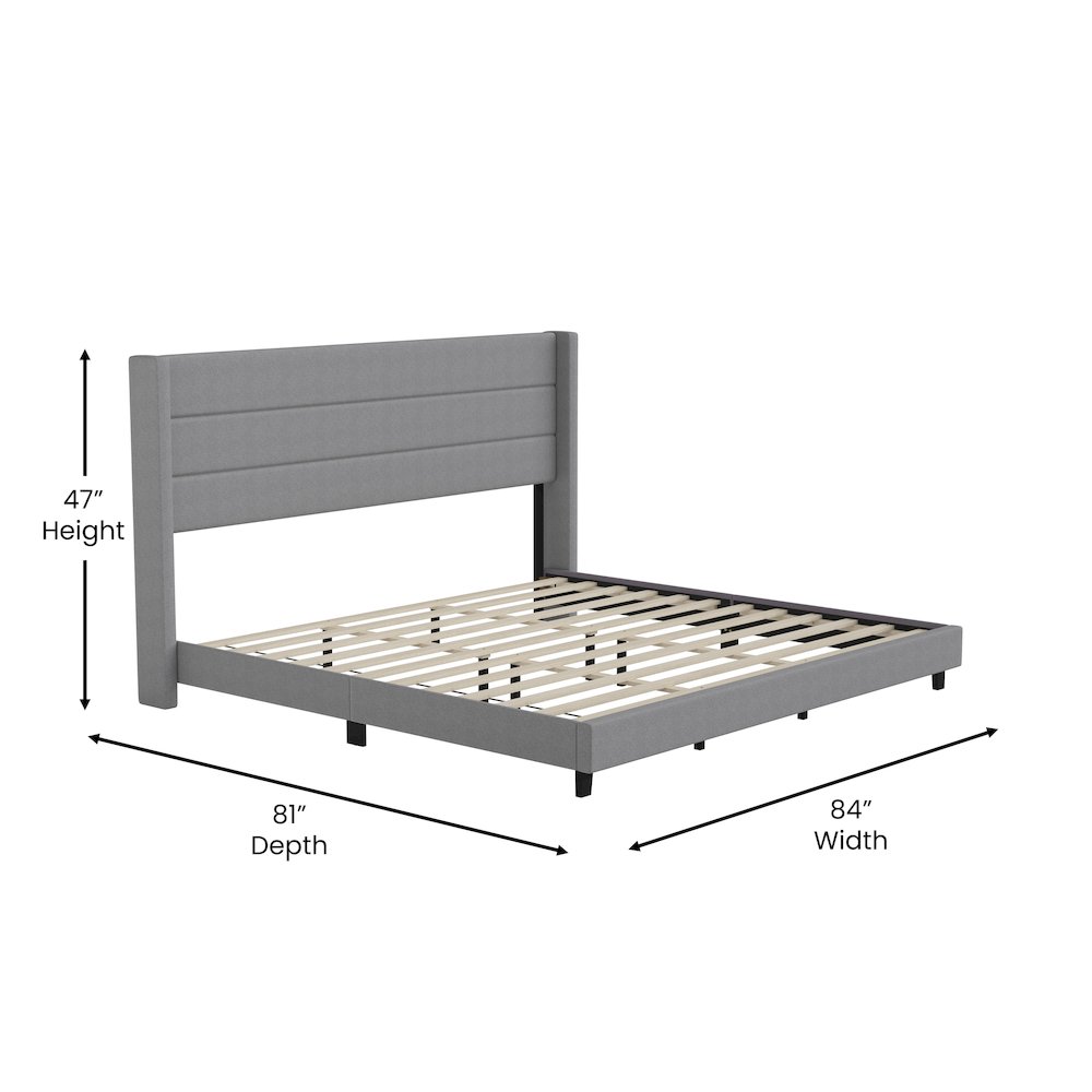 King Upholstered Platform Bed with Wingback Headboard