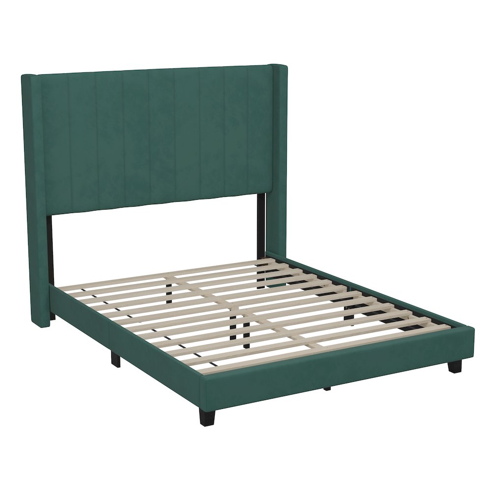 Full Upholstered Platform Bed with Vertical Stitched Headboard