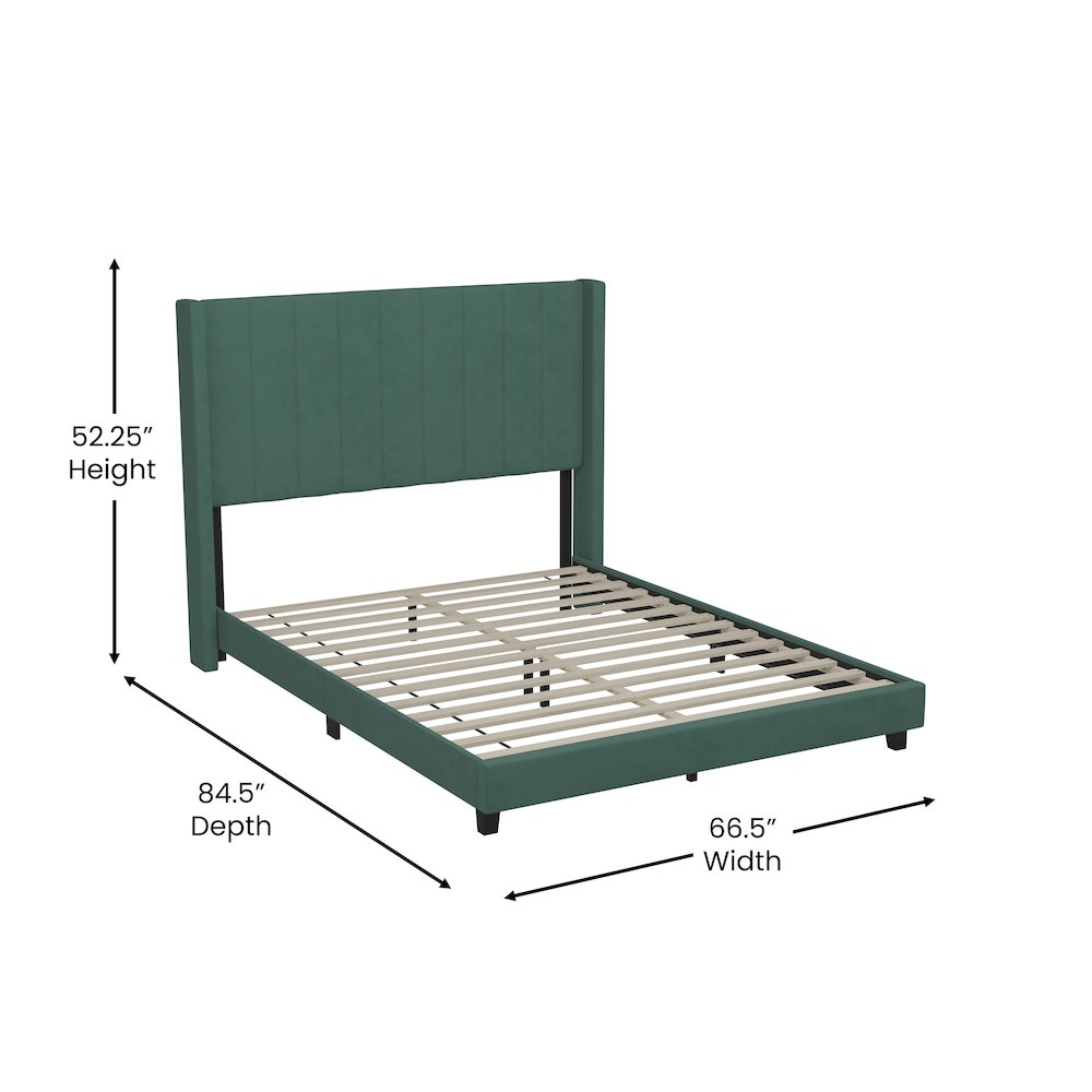 Full Upholstered Platform Bed with Vertical Stitched Headboard