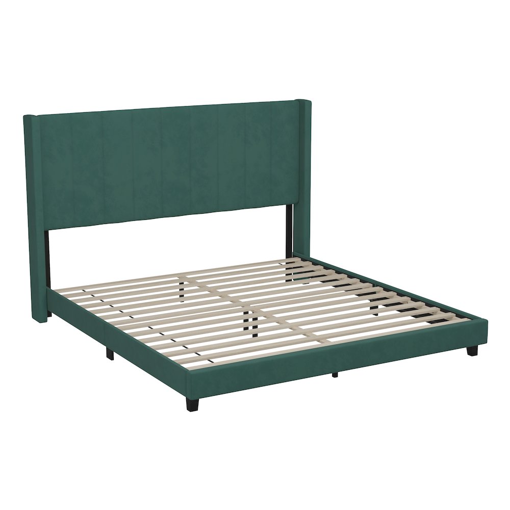 King Upholstered Platform Bed with Vertical Stitched Headboard