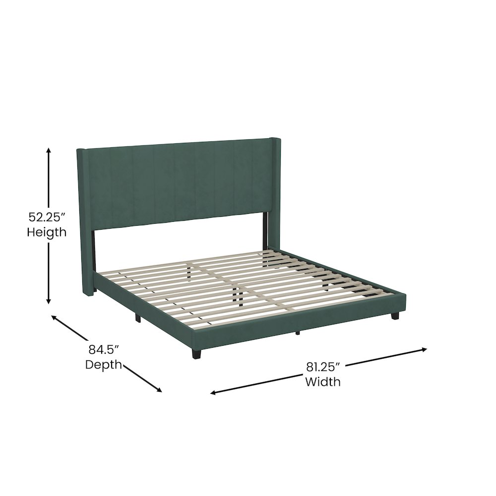 King Upholstered Platform Bed with Vertical Stitched Headboard