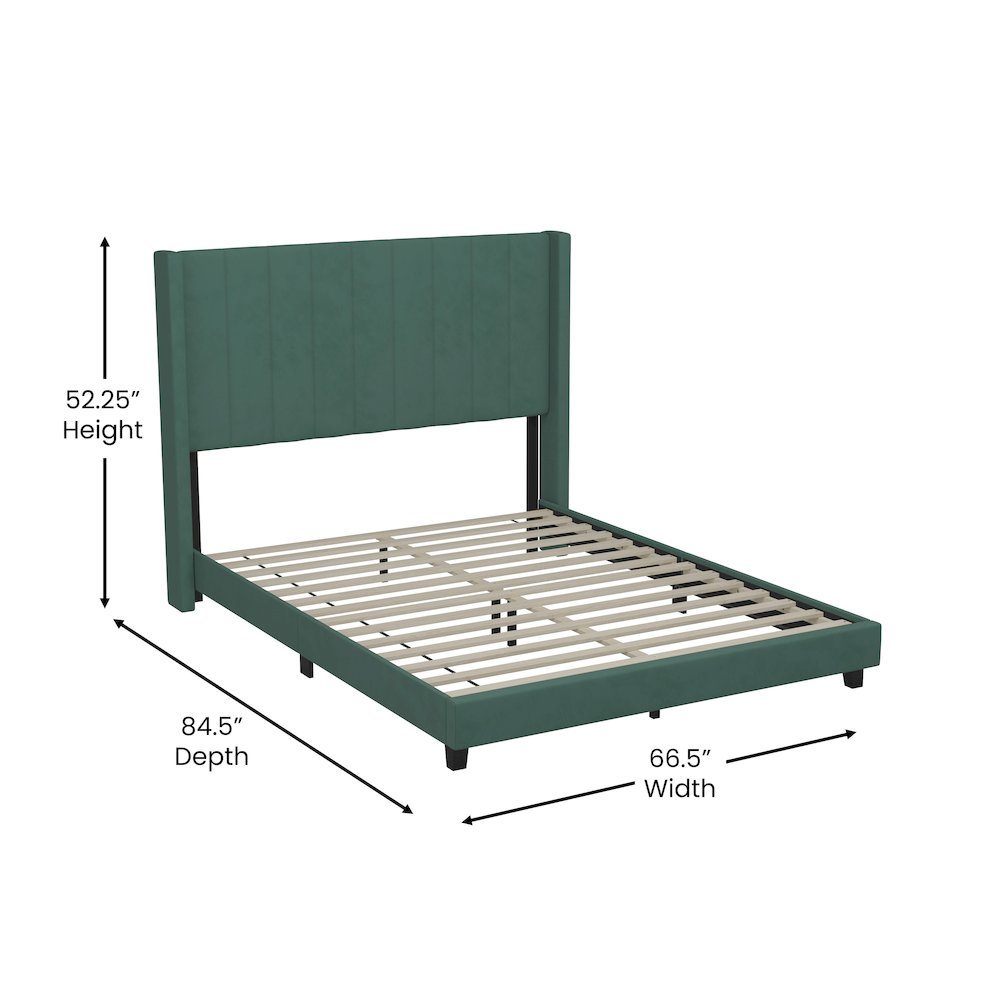 Queen Upholstered Platform Bed with Vertical Stitched Headboard