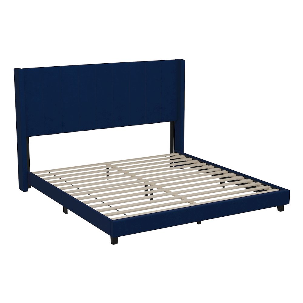 King Upholstered Platform Bed with Vertical Stitched Headboard
