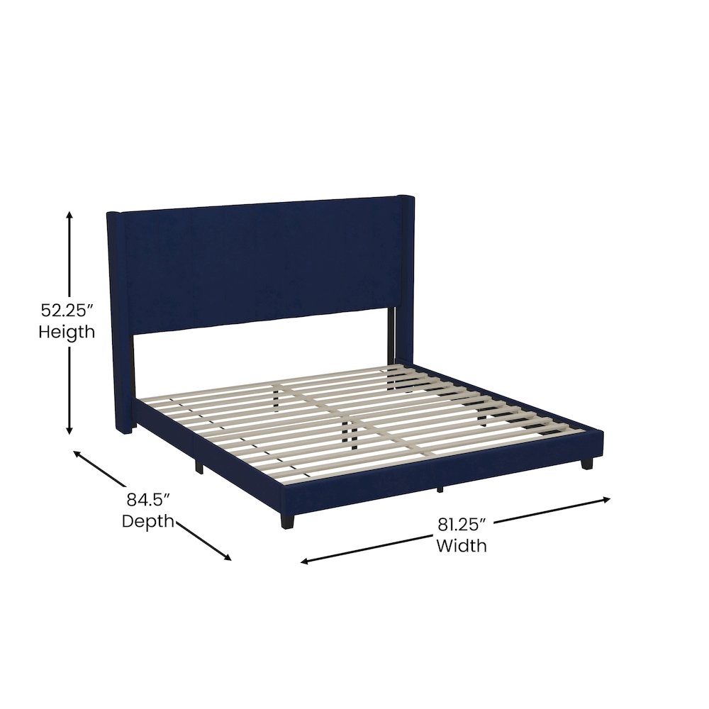 King Upholstered Platform Bed with Vertical Stitched Headboard