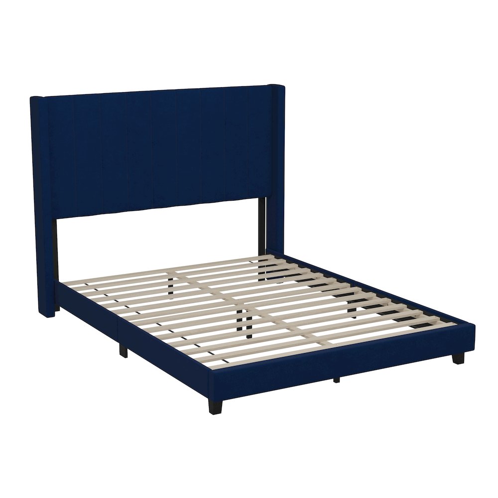 Queen Upholstered Platform Bed with Vertical Stitched Headboard