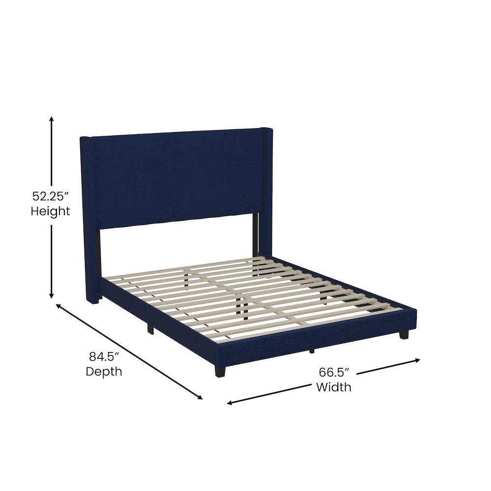 Queen Upholstered Platform Bed with Vertical Stitched Headboard