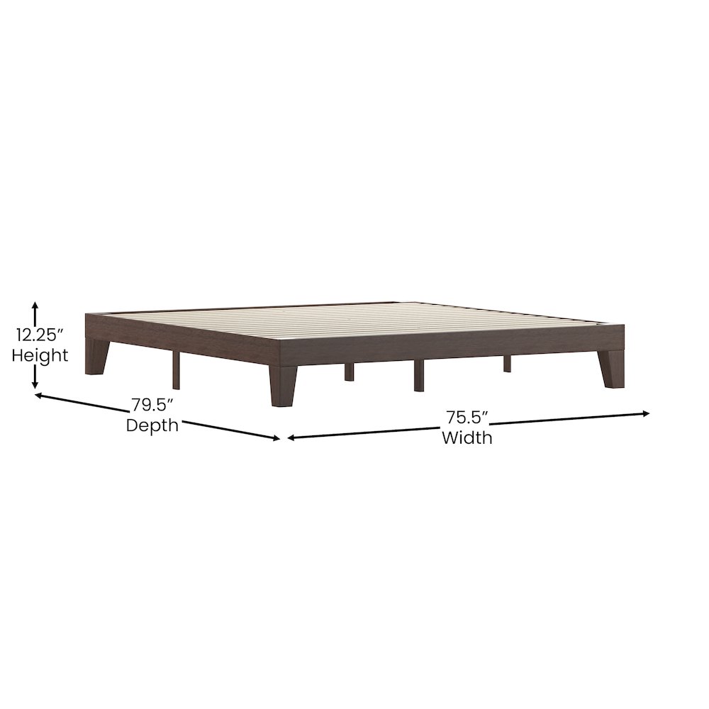 Wood King Platform Bed with Wooden Support Slats