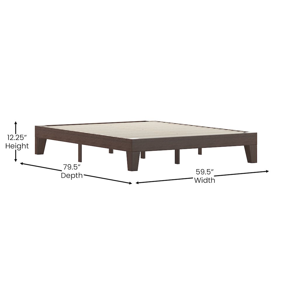 Wood Queen Platform Bed with Wooden Support Slats