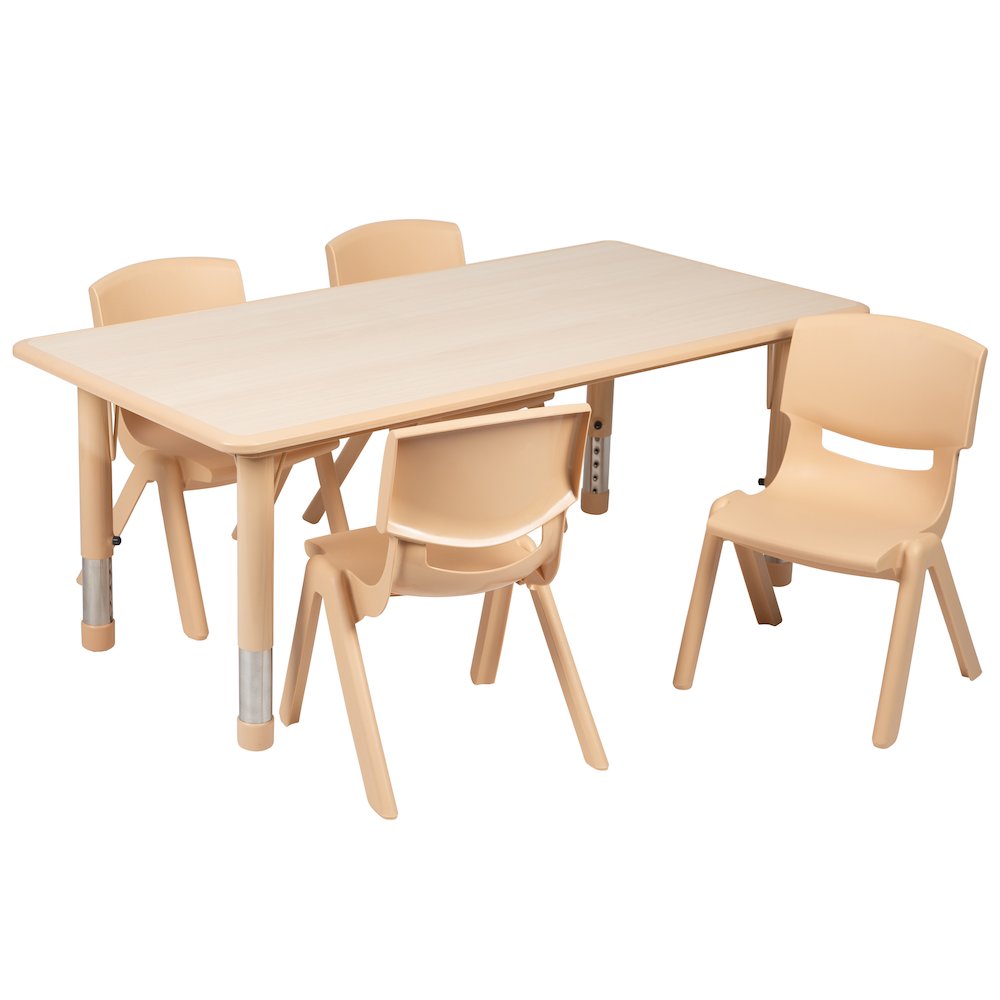 23.625″W x 47.25″L Natural Plastic Height Activity Table Set with 4 Chairs