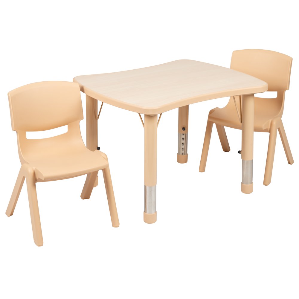 21.875″W x 26.625″L Natural Plastic Height Activity Table Set with 2 Chairs