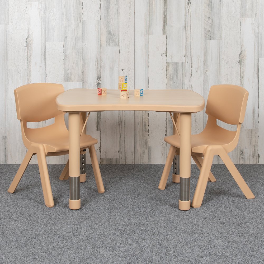 21.875″W x 26.625″L Natural Plastic Height Activity Table Set with 2 Chairs