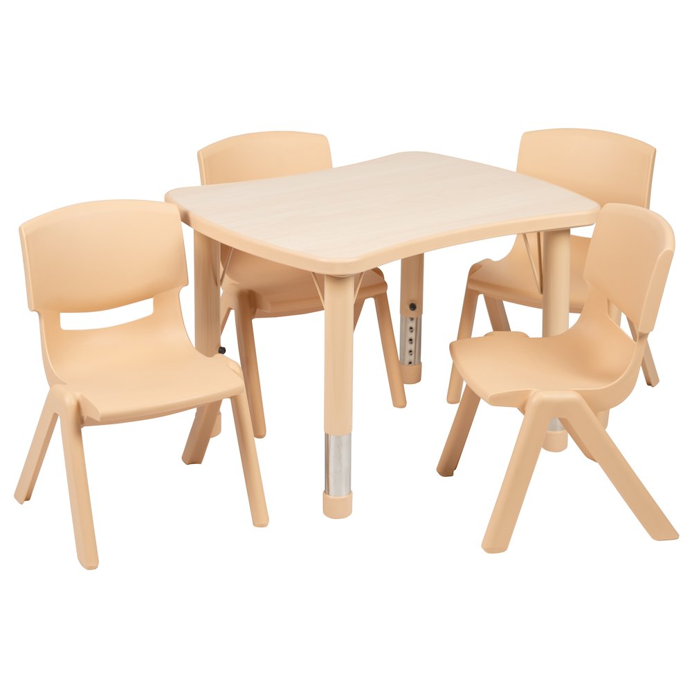 21.875″W x 26.625″L Natural Plastic Height Activity Table Set with 4 Chairs