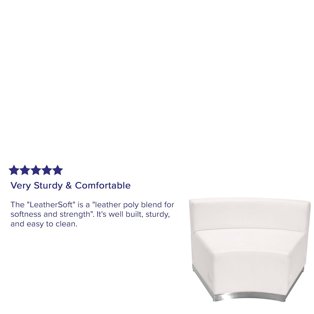 Alon Melrose White LeatherSoft Concave Chair with Brushed Stainless Steel Base