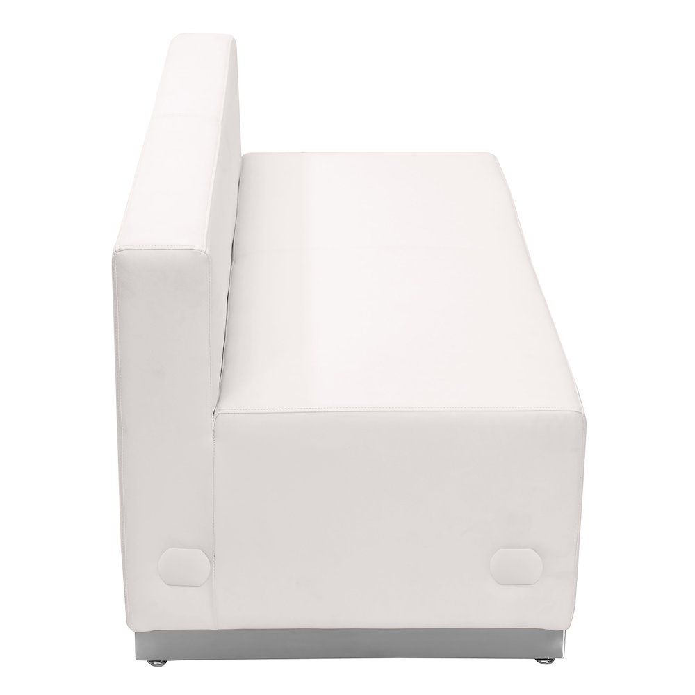 Alon Melrose White LeatherSoft Loveseat with Brushed Stainless Steel Base
