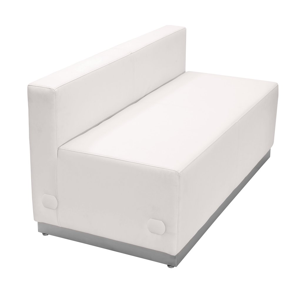 Alon Melrose White LeatherSoft Loveseat with Brushed Stainless Steel Base