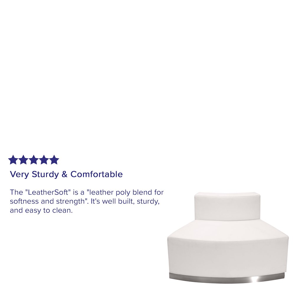 Alon Melrose White LeatherSoft Convex Chair with Brushed Stainless Steel Base