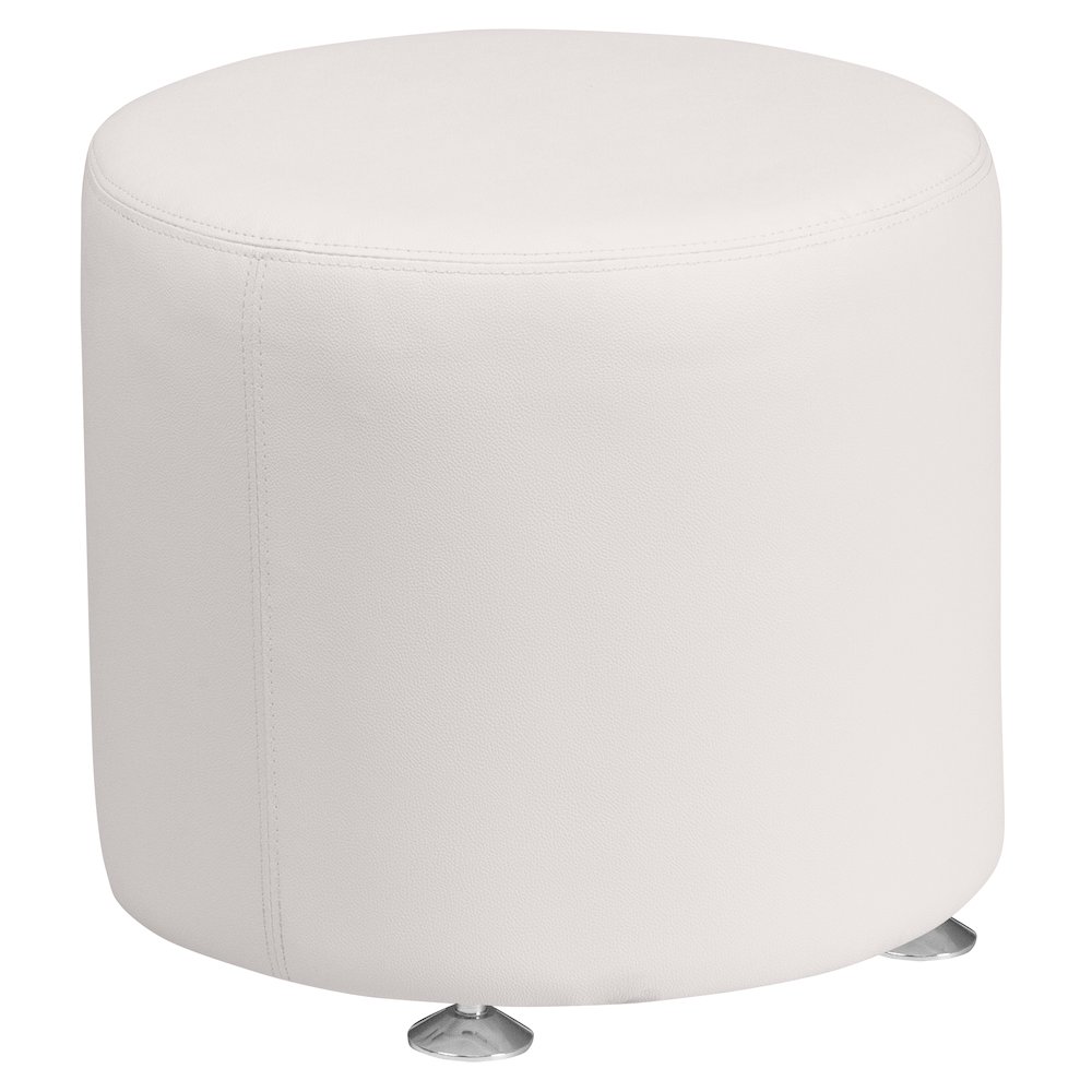 Alon Melrose White LeatherSoft 18” Round Ottoman
