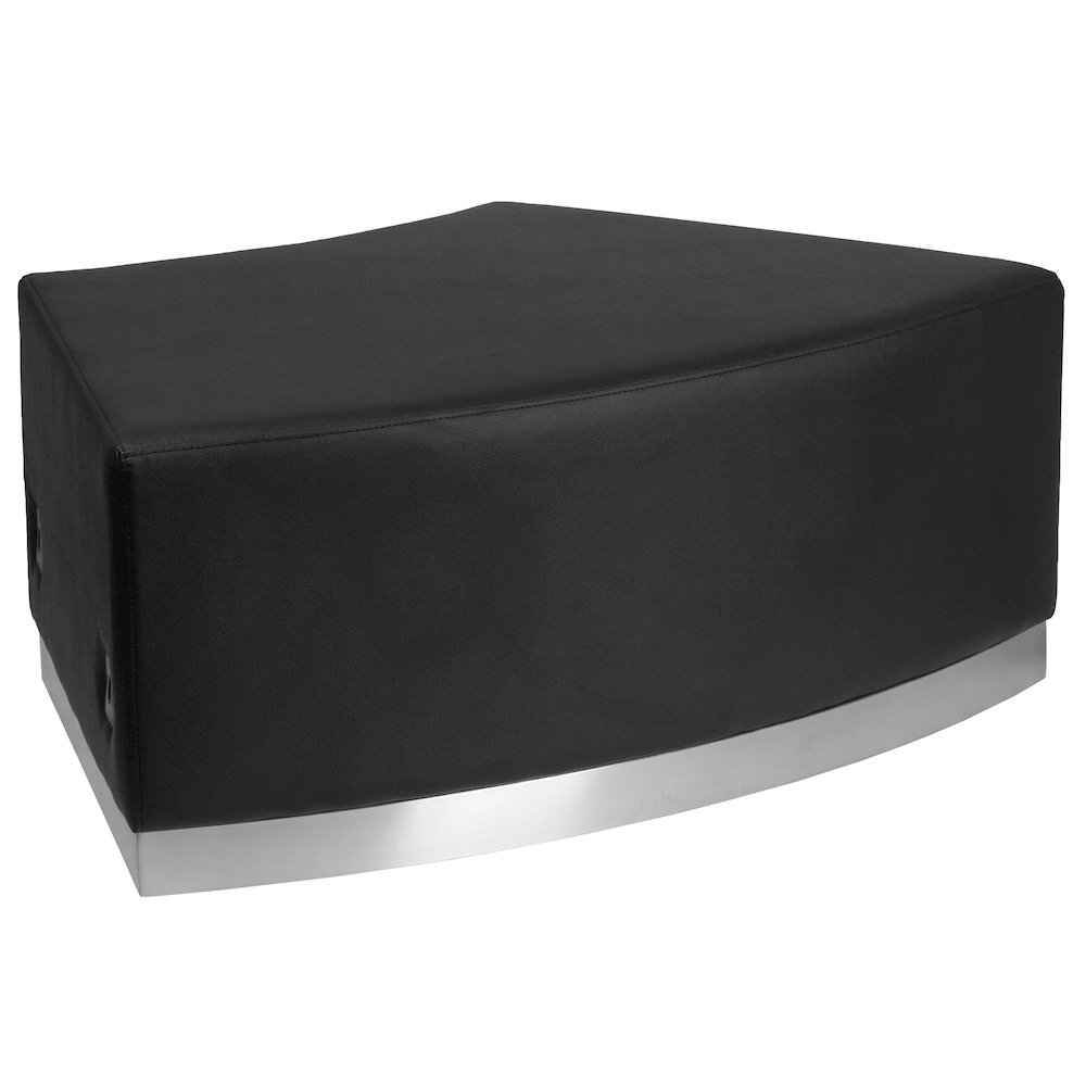 Alon Black LeatherSoft Backless Convex Chair with Brushed Stainless Steel Base