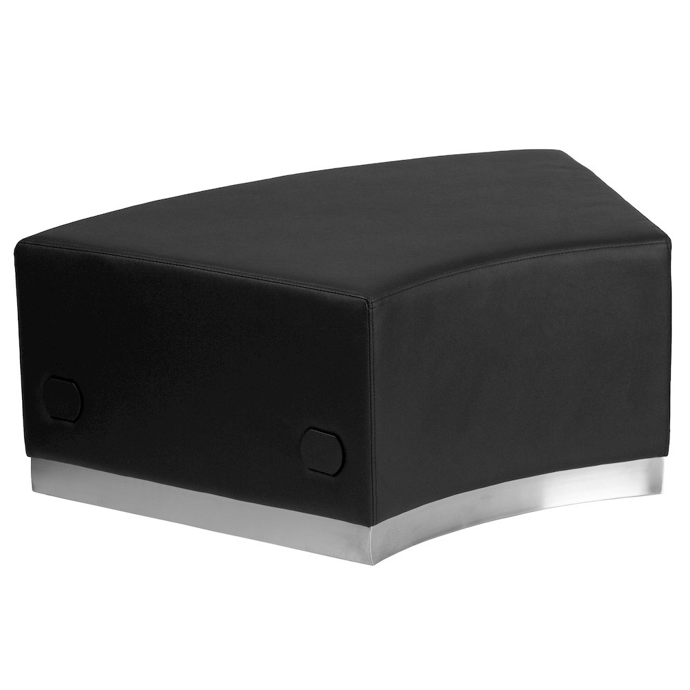 Alon Black LeatherSoft Backless Convex Chair with Brushed Stainless Steel Base