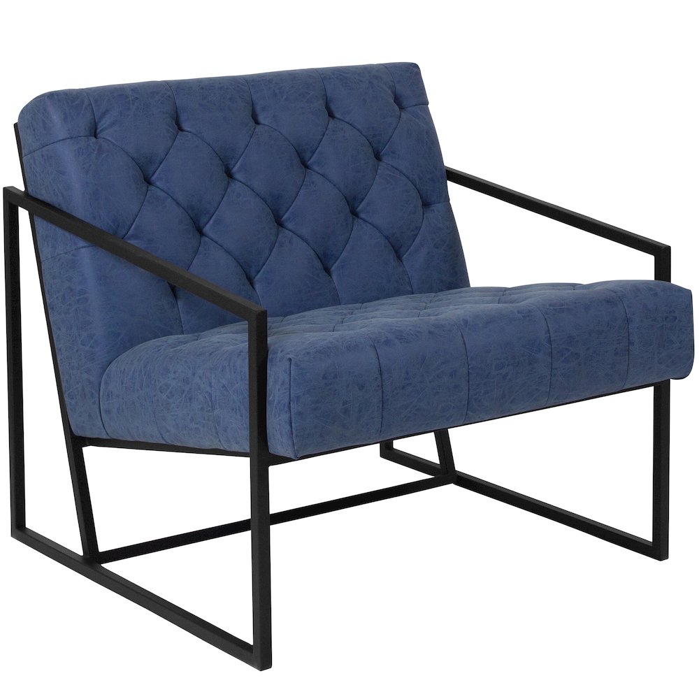 Madison Retro Blue LeatherSoft Tufted Lounge Chair