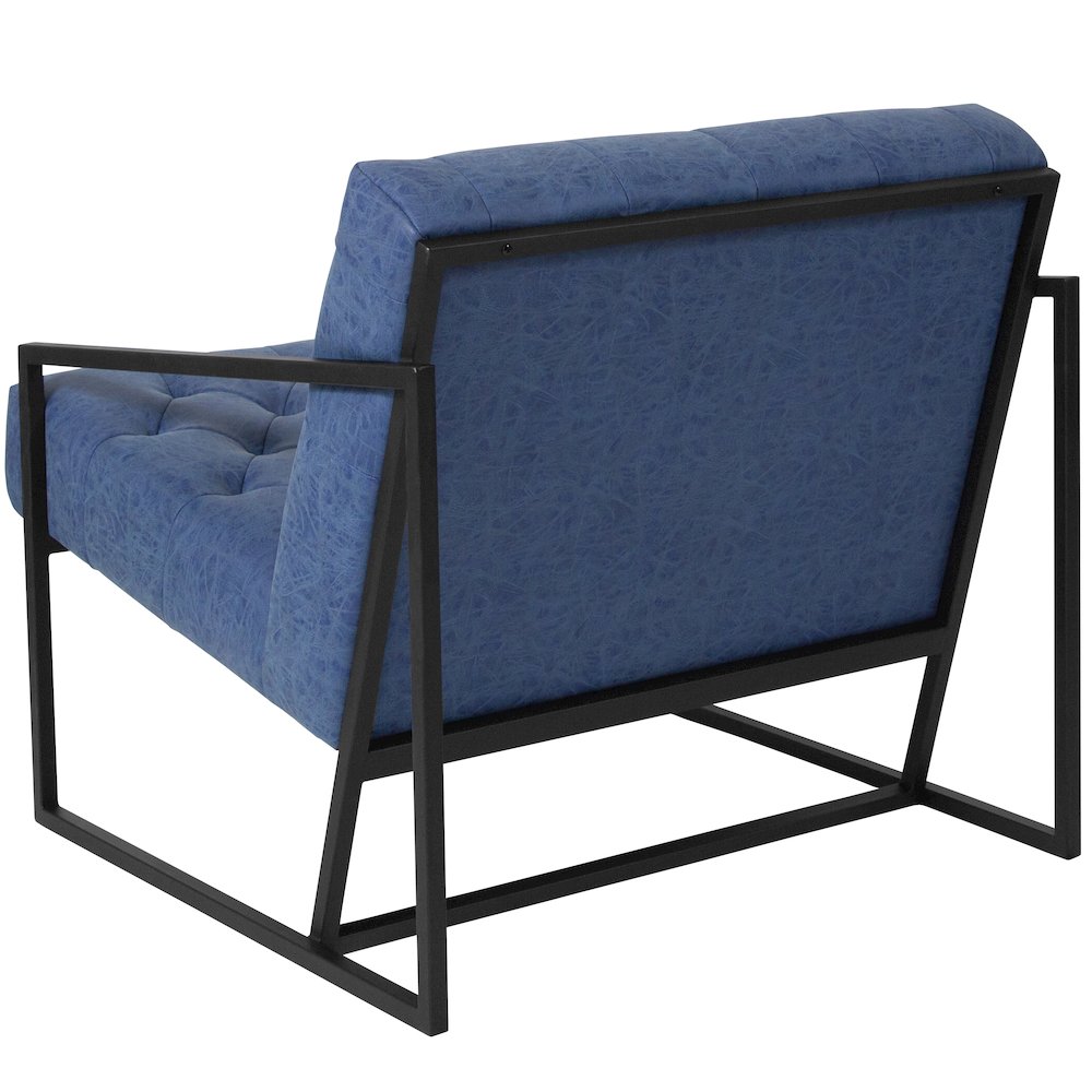 Madison Retro Blue LeatherSoft Tufted Lounge Chair