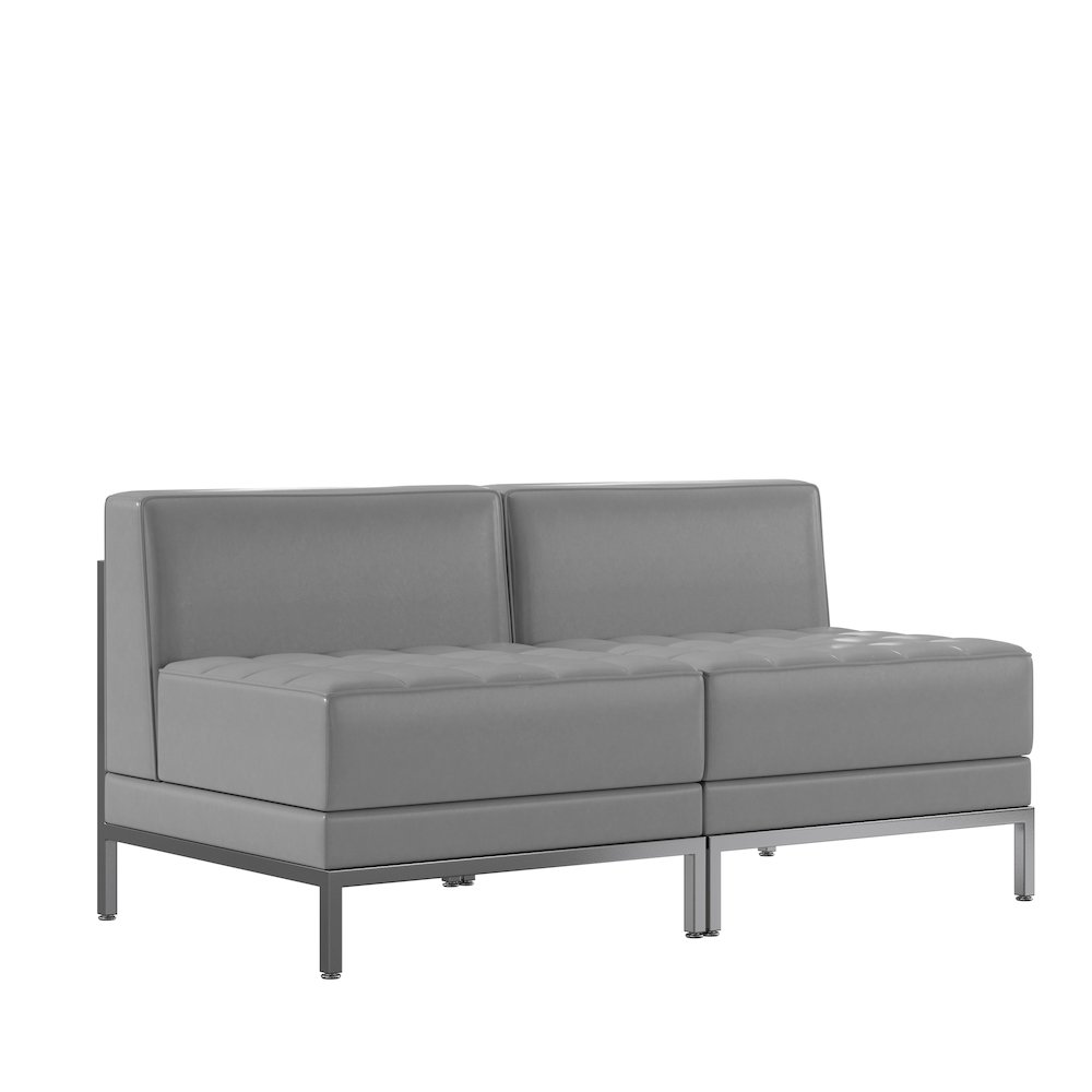 Imagination 2 Piece Gray LeatherSoft Waiting Room Lounge Set – Reception Bench