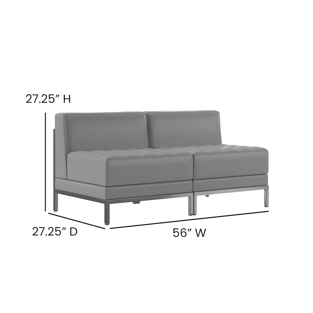 Imagination 2 Piece Gray LeatherSoft Waiting Room Lounge Set – Reception Bench