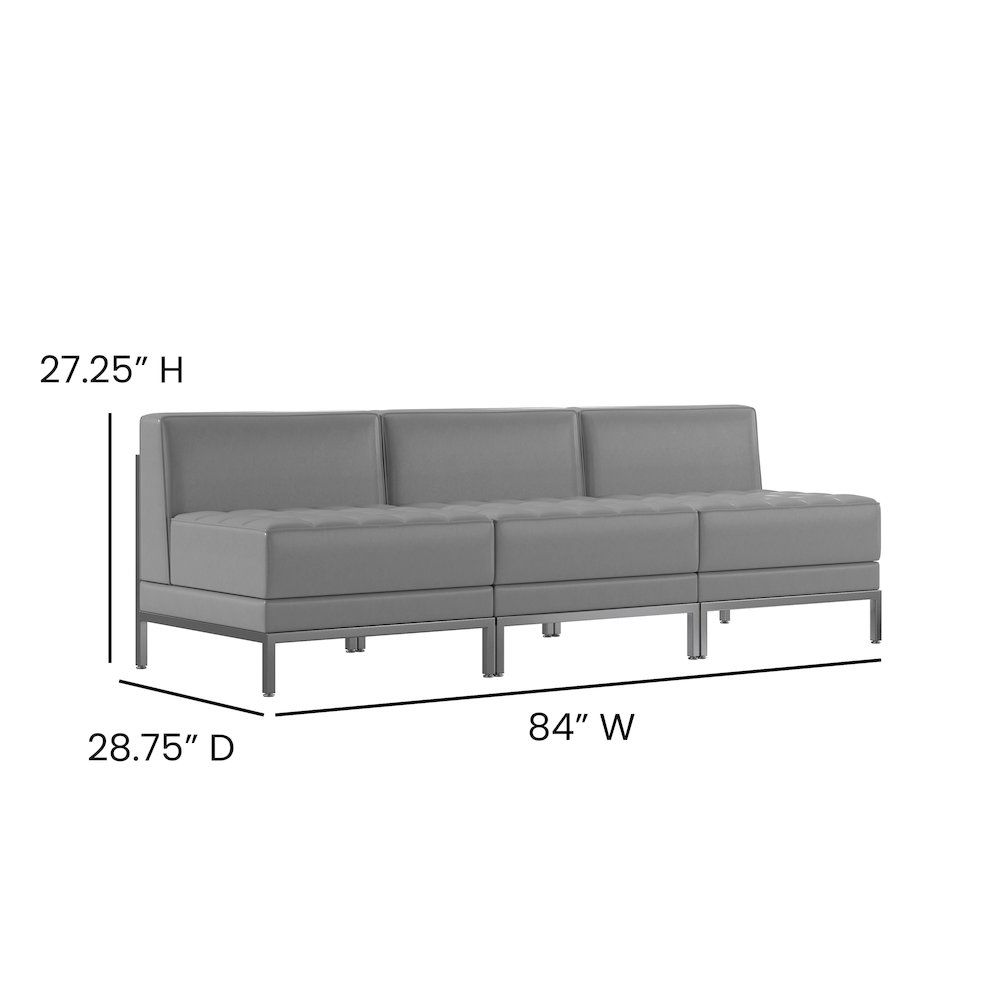 Imagination 3 Piece Gray LeatherSoft Waiting Room Lounge Set – Reception Bench