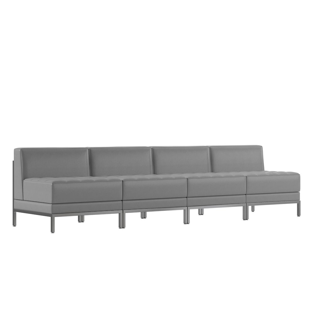 Imagination 4 Piece Gray LeatherSoft Waiting Room Lounge Set – Reception Bench