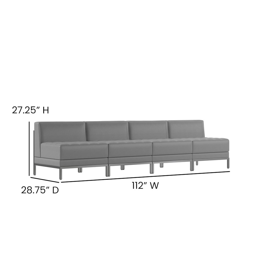 Imagination 4 Piece Gray LeatherSoft Waiting Room Lounge Set – Reception Bench