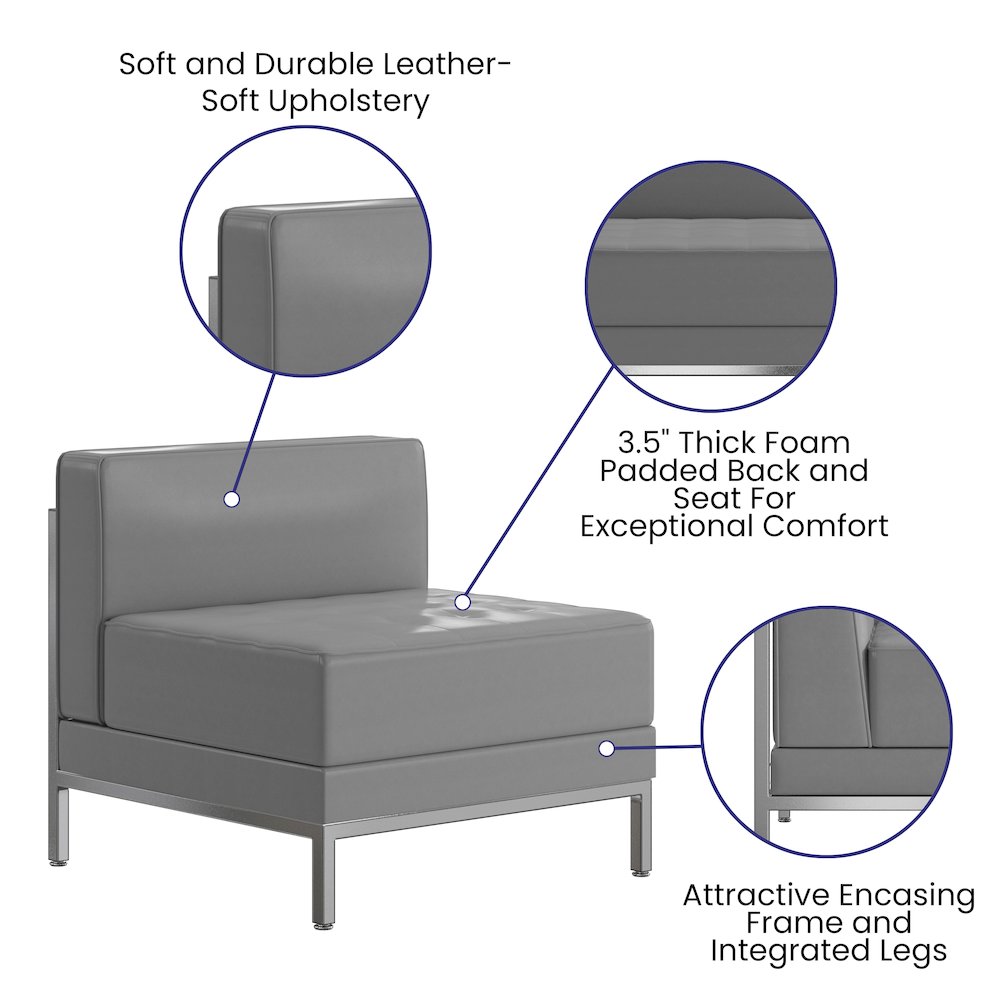 Imagination Contemporary Gray Leathersoft Middle Chair