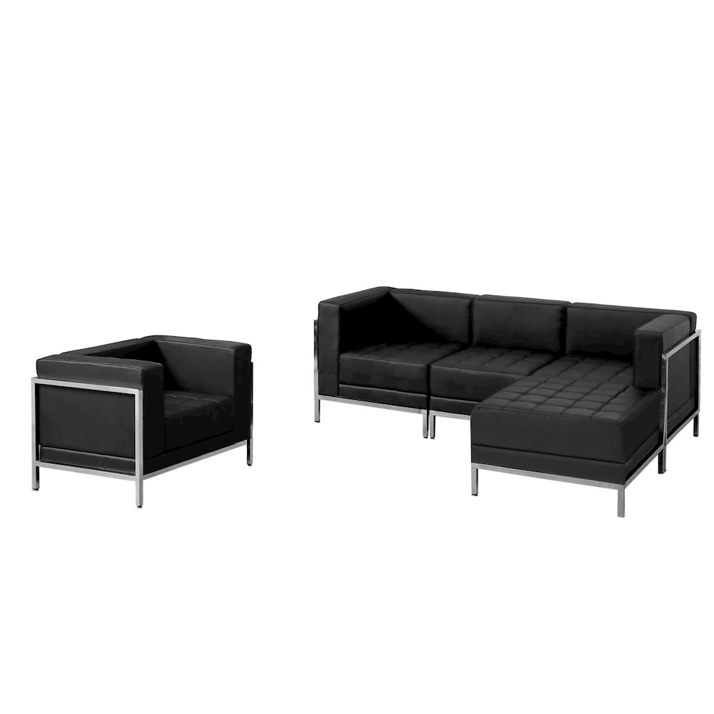 Imagination Black LeatherSoft Sectional & Chair