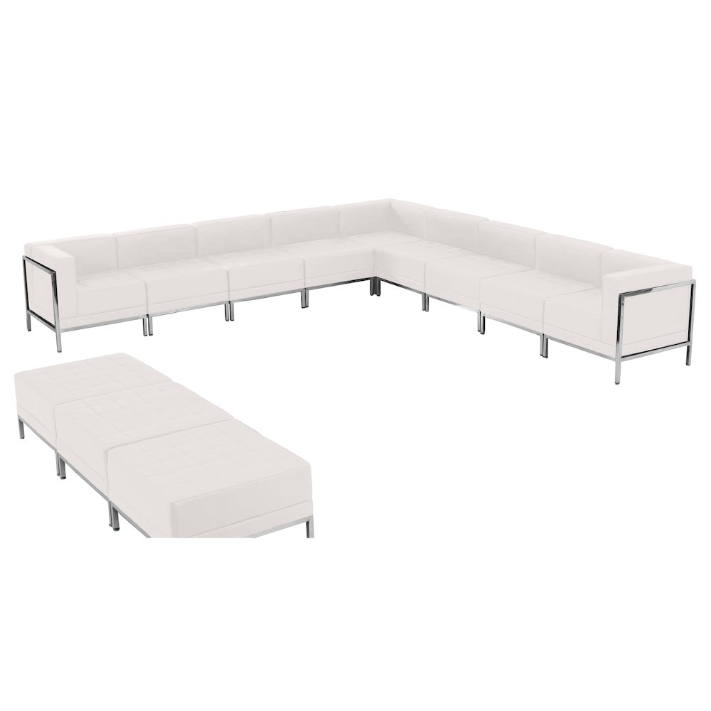 Imagination Melrose White LeatherSoft Sectional & Ottoman Set