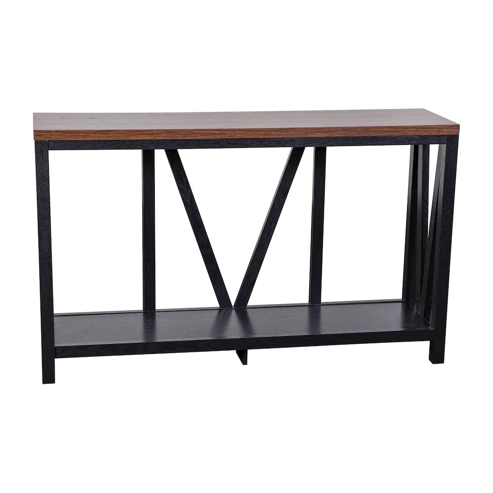 Farmhouse 2-Tier Console Accent Table – Black Finish Engineered Wood Frame