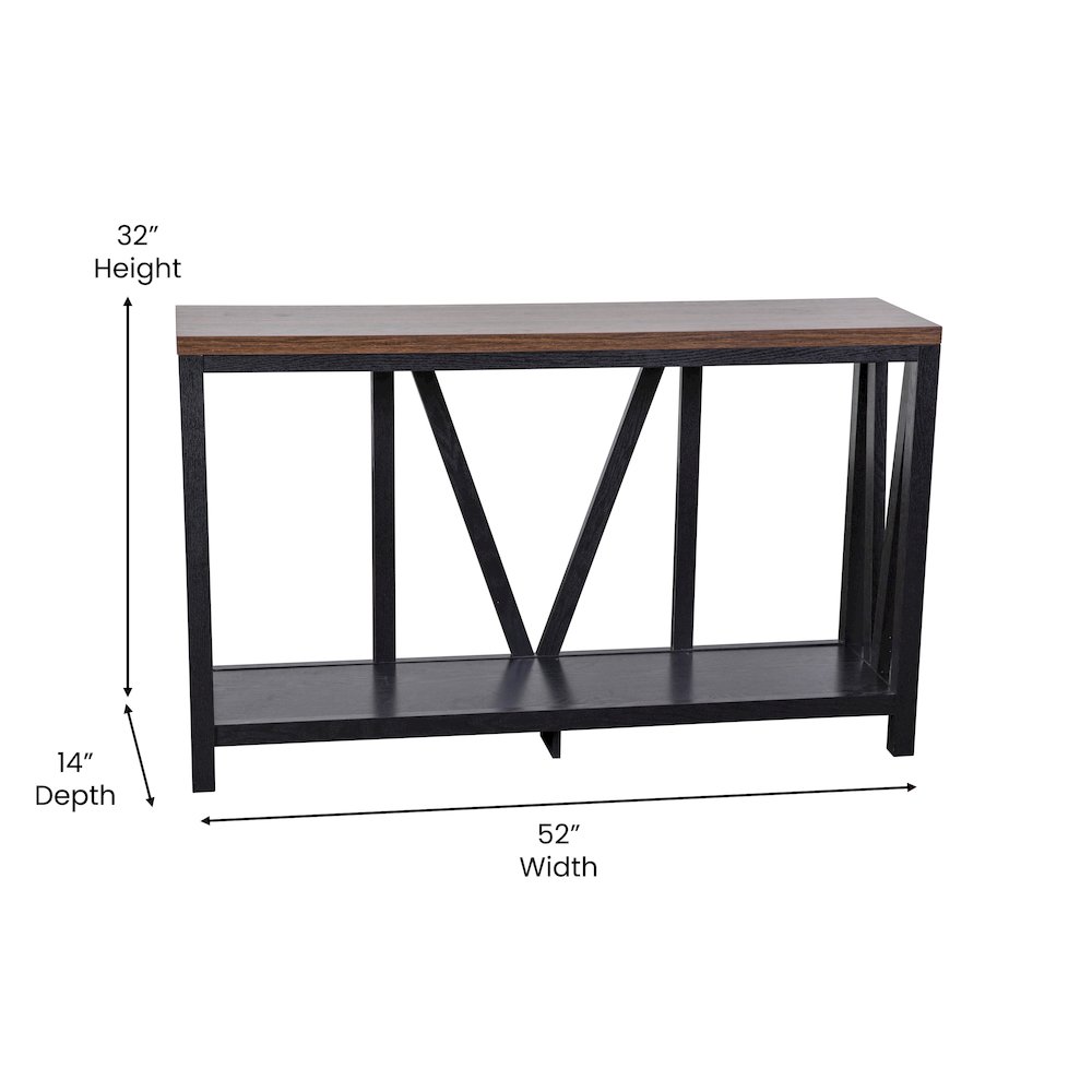 Farmhouse 2-Tier Console Accent Table – Black Finish Engineered Wood Frame