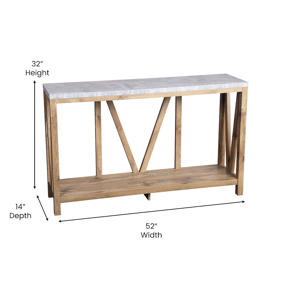Farmhouse 2-Tier Console Table -Warm Oak Finish Engineered Wood Frame