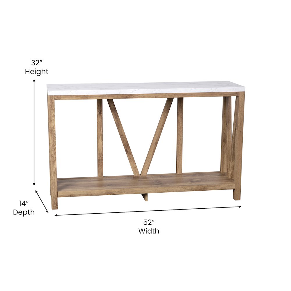 Farmhouse 2-Tier Console Table – Warm Oak Finish Engineered Wood Frame