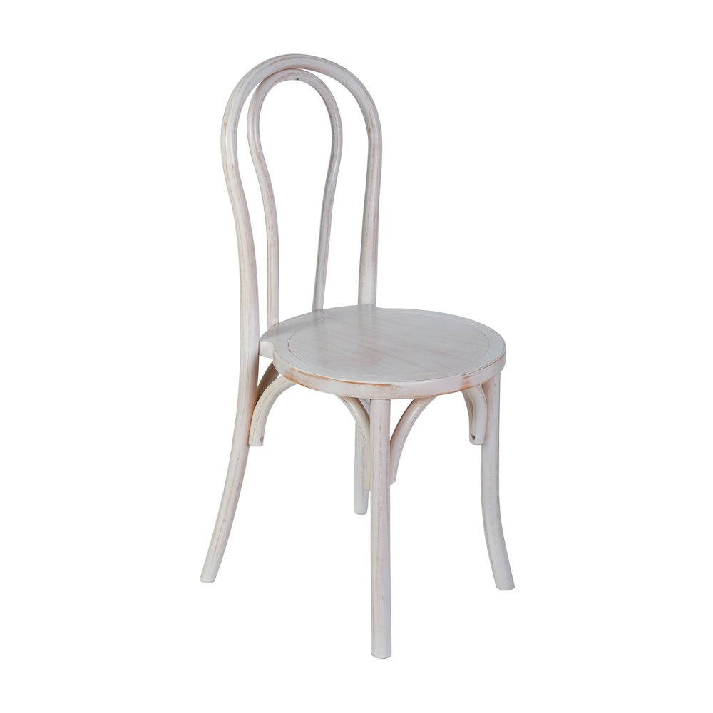 Betsy Commercial Grade White Wash Thonet Style Solid Wood Stackable Dining Chair