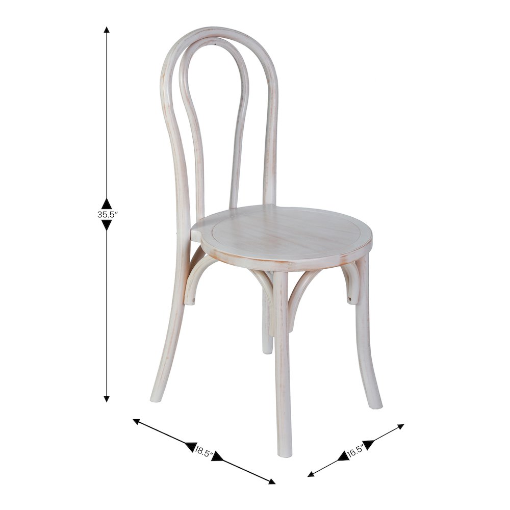 Betsy Commercial Grade White Wash Thonet Style Solid Wood Stackable Dining Chair