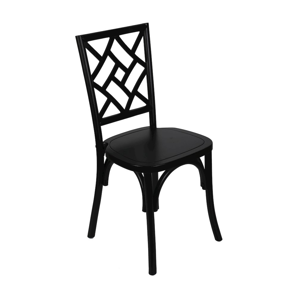 Brooklyn Black Solid Wood Stackable Dining Chair with Intricate Back Detail
